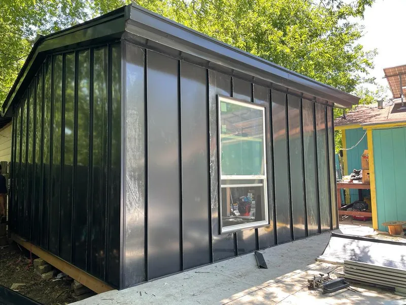 Black standing seam metal wall panels for Metal Roof Installation in Vincennes