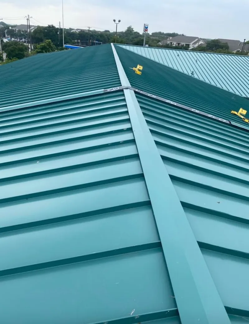 Green commercial metal roof ridge and valley for Metal Roof Repair in Vincennes